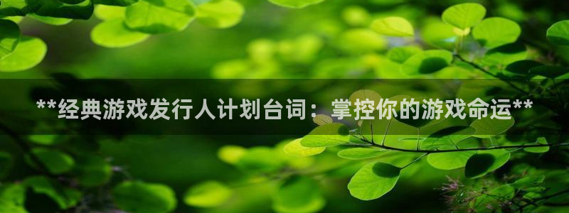 天辰平台律7O777：**经典游戏发行人计划台词：掌控你的游戏命运**